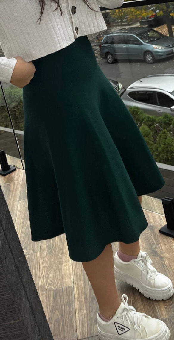 GREEN All-Year Round Flared Skirt