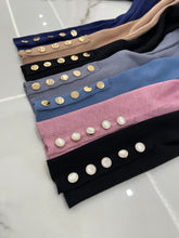 Load image into Gallery viewer, Button Cuff Round Neck Sweater