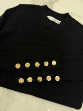 Load image into Gallery viewer, Button Cuff Round Neck Sweater
