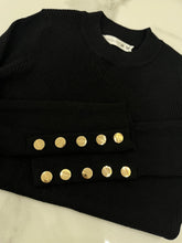 Load image into Gallery viewer, Button Cuff Round Neck Sweater