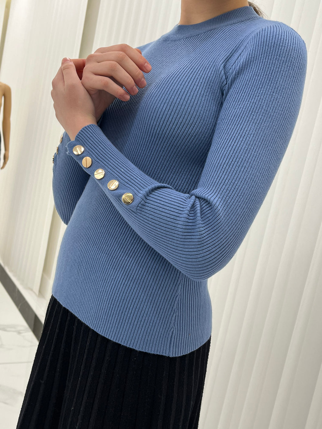 BLUE Round Neck Sweater