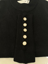 Load image into Gallery viewer, BLACK PEARL Button Cuff  Round Neck Sweater
